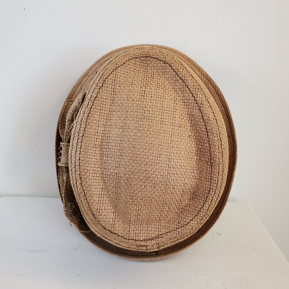Vintage Woven Straw Fedora Hat With Bow Detail - Picture 10 of 12
